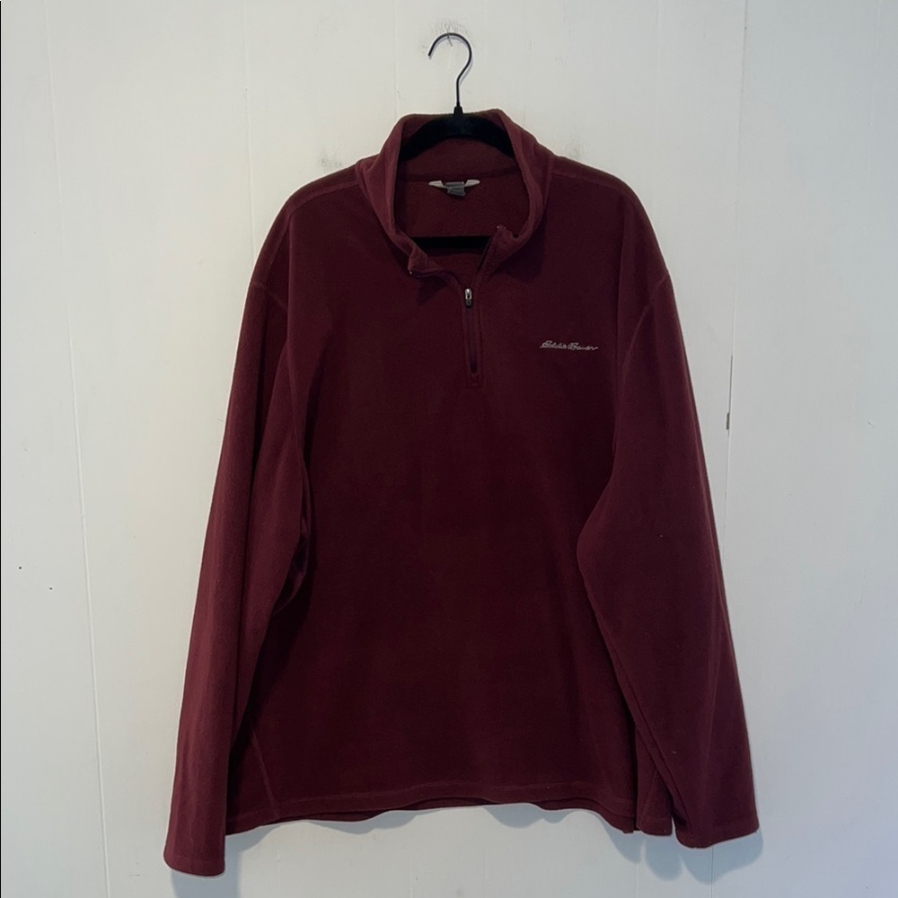 Eddie Bauer Burgundy Long Sleeve 1/4 Zip Pullover 1074*